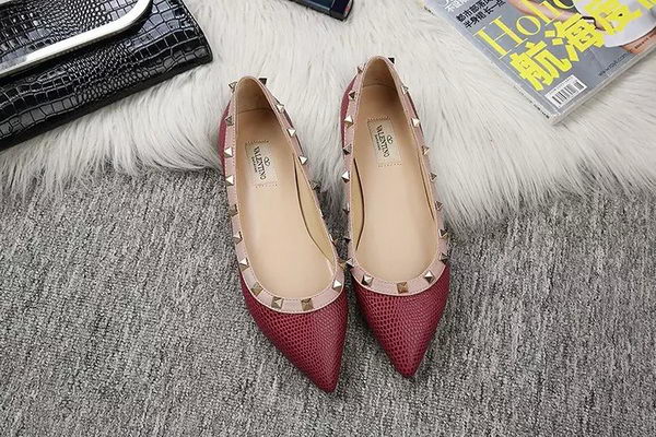 Valentino Point-Toe Flat Lizard Leather VT462 Burgundy