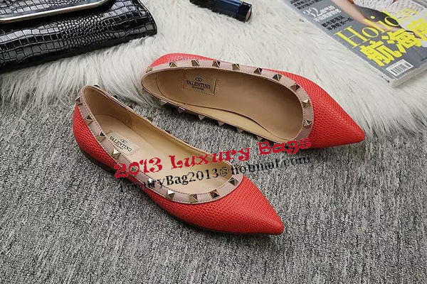 Valentino Point-Toe Flat Lizard Leather VT462 Orange