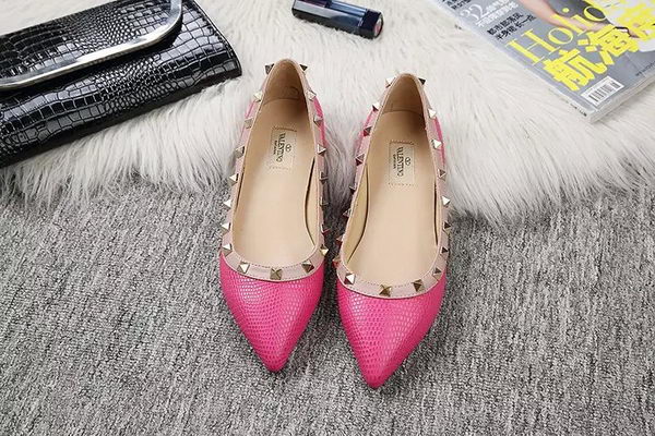 Valentino Point-Toe Flat Lizard Leather VT462 Rose