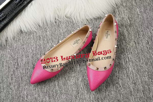 Valentino Point-Toe Flat Lizard Leather VT462 Rose