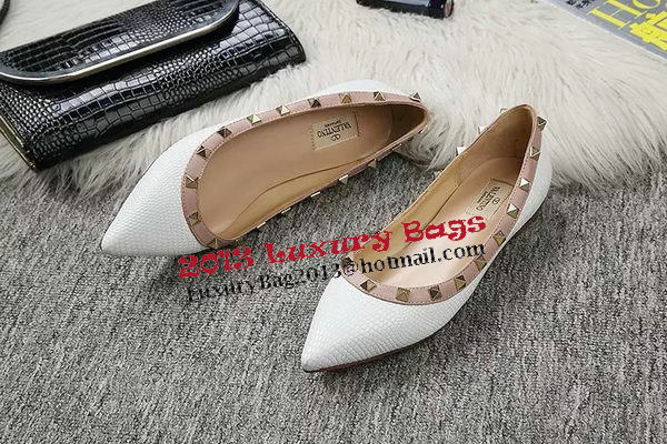 Valentino Point-Toe Flat Lizard Leather VT462 White