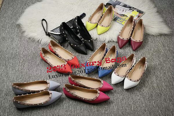 Valentino Point-Toe Flat Lizard Leather VT462 White