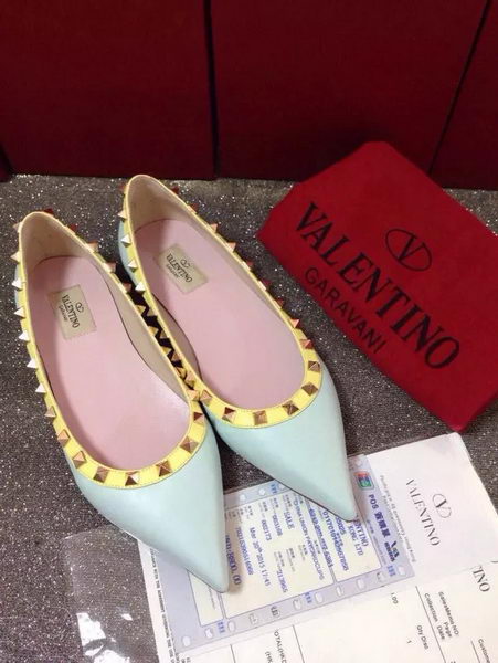 Valentino Point-Toe Flat Sheepskin Leather VT422 Light Green