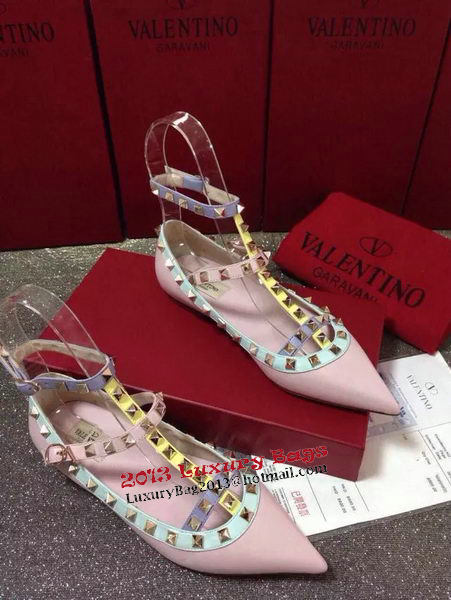 Valentino Point-Toe Flat Sheepskin Leather VT425 Pink