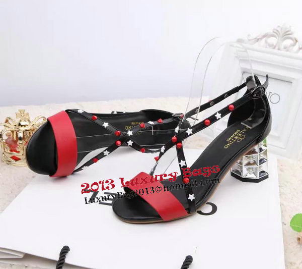 Valentino Sandals Leather VT454 Red&Black