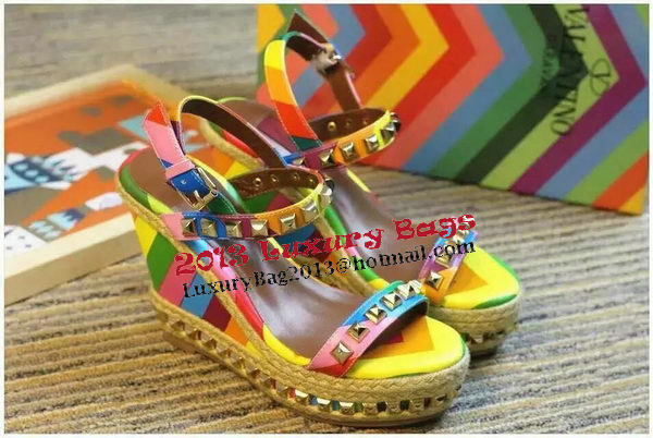 Valentino Wedge Heel Sandals Leather VT496 Multicolour