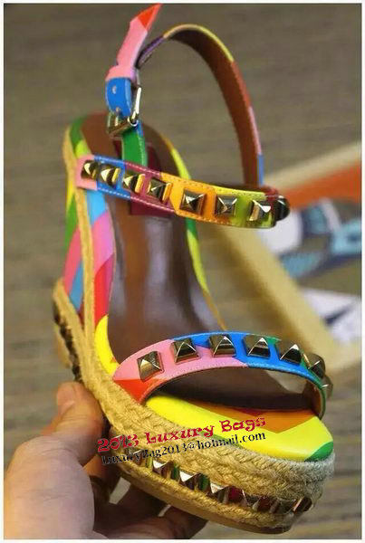 Valentino Wedge Heel Sandals Leather VT496 Multicolour