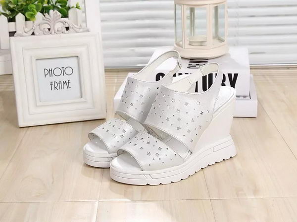 Chanel Wedges 110mm Sandal Leather CH1302 Silver