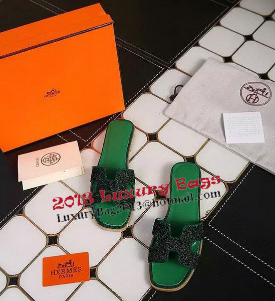Hermes Slipper Leather HO0509 Green