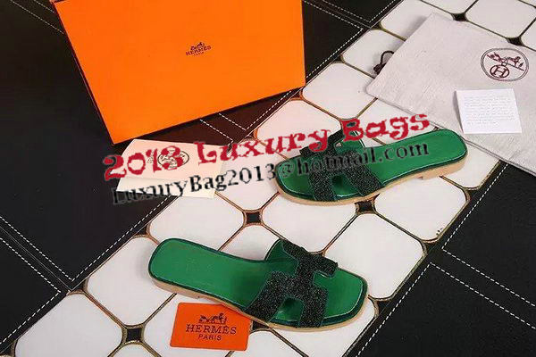 Hermes Slipper Leather HO0509 Green