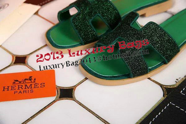 Hermes Slipper Leather HO0509 Green