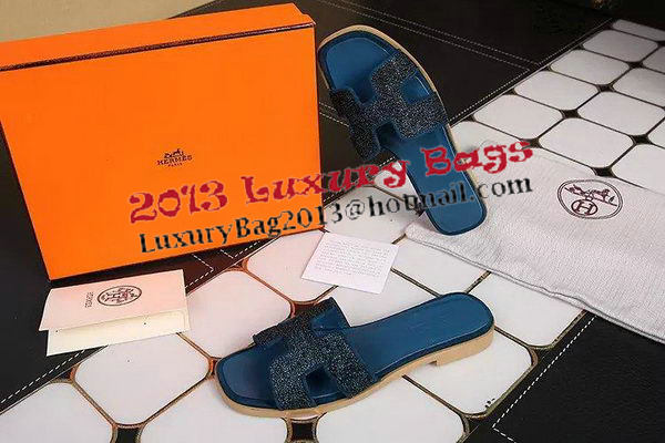 Hermes Slipper Leather HO0509 Royal