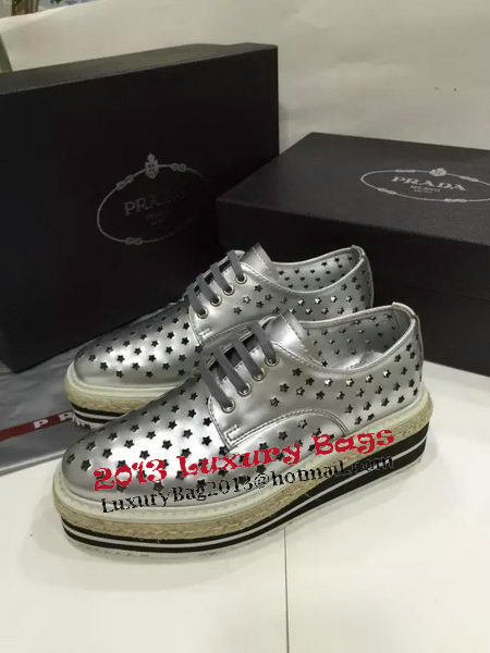 Prada Casual Shoes Leather PD457 Silver