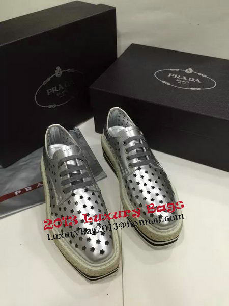 Prada Casual Shoes Leather PD457 Silver