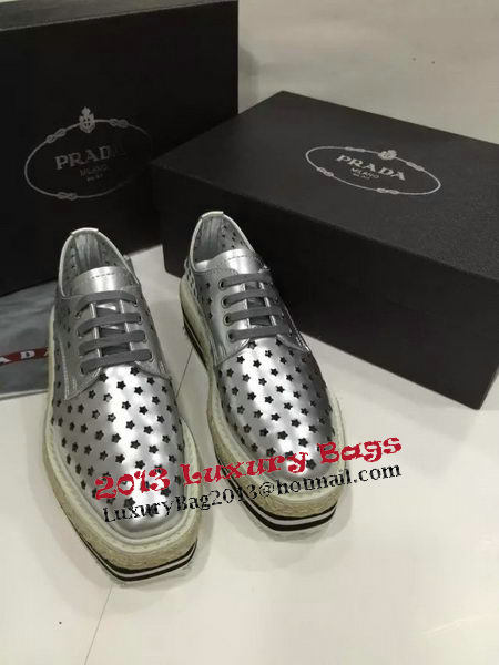 Prada Casual Shoes Leather PD457 Silver
