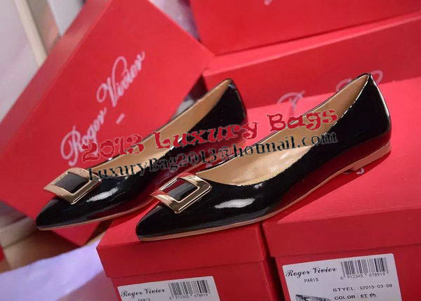 Roger Vivier Patent Leather Flat RV266 Black