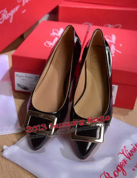 Roger Vivier Patent Leather Flat RV266 Black