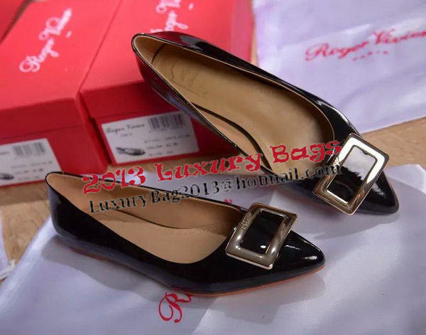 Roger Vivier Patent Leather Flat RV266 Black