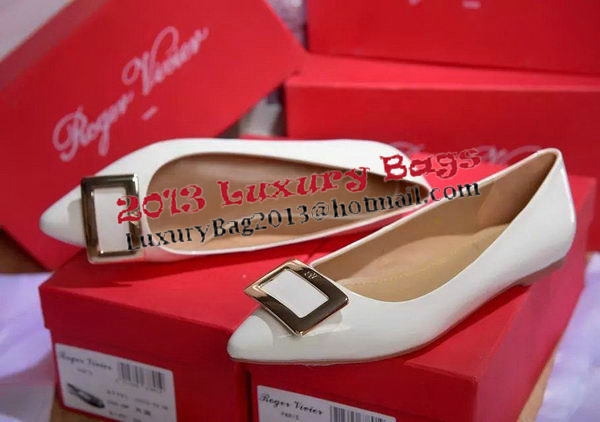 Roger Vivier Patent Leather Flat RV266 White