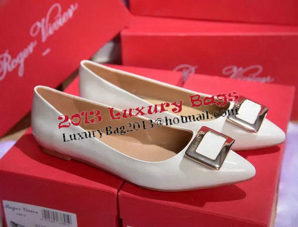 Roger Vivier Patent Leather Flat RV266 White