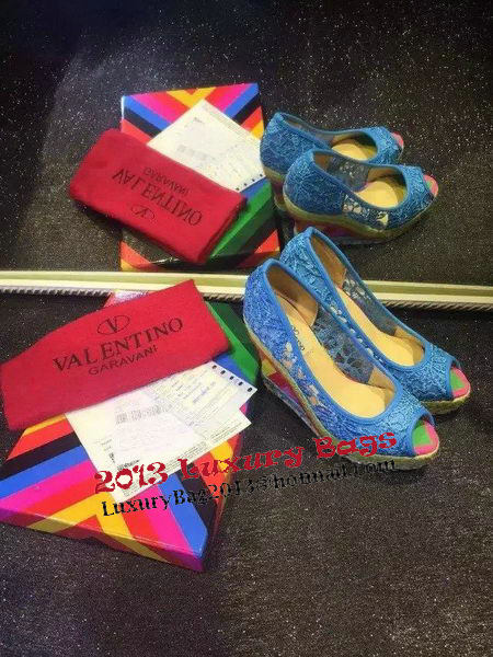 Valentino Lace Wedge Sandal VT561 Blue