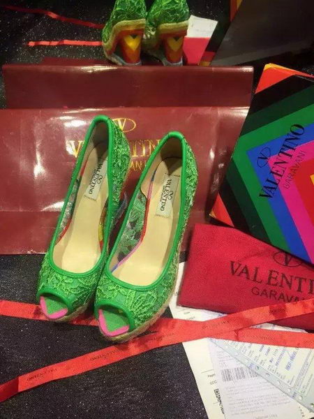 Valentino Lace Wedge Sandal VT561 Green