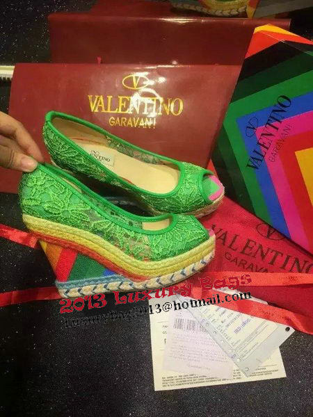 Valentino Lace Wedge Sandal VT561 Green