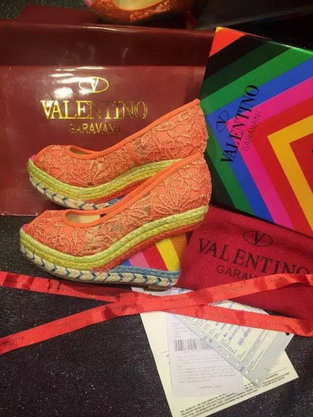 Valentino Lace Wedge Sandal VT561 Orange