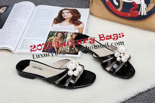 miu miu Leather Slipper MM347 Black