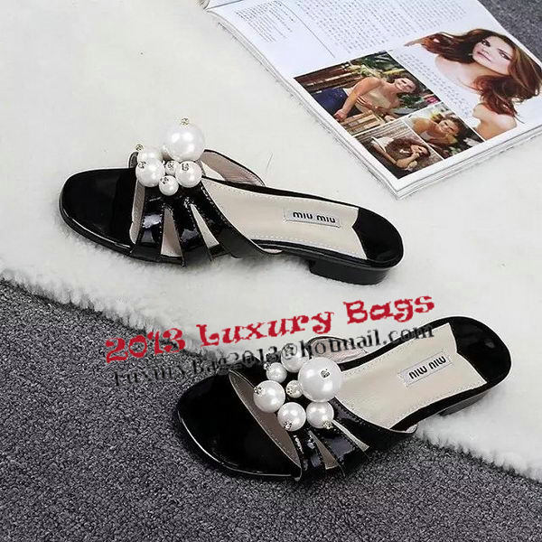 miu miu Leather Slipper MM347 Black