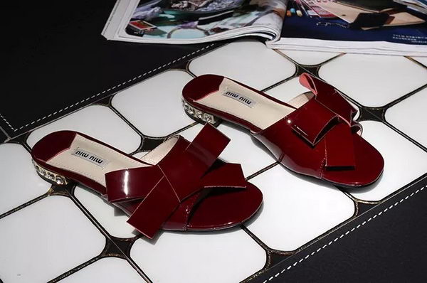 miu miu Patent Leather Bow Slipper MM344 Burgundy