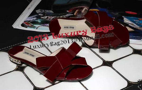 miu miu Patent Leather Bow Slipper MM344 Burgundy