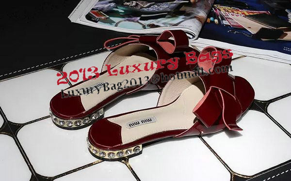 miu miu Patent Leather Bow Slipper MM344 Burgundy