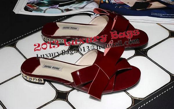 miu miu Patent Leather Bow Slipper MM344 Burgundy