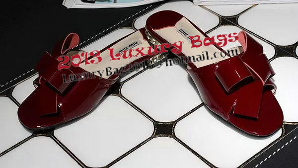 miu miu Patent Leather Bow Slipper MM344 Burgundy