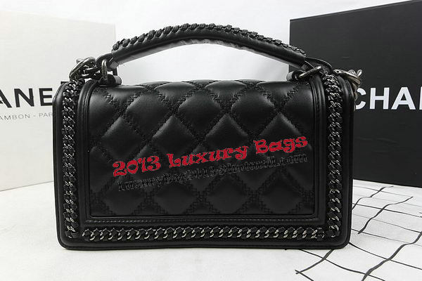 Boy Chanel Top Handle Flap Bag Calfskin A94804 Black