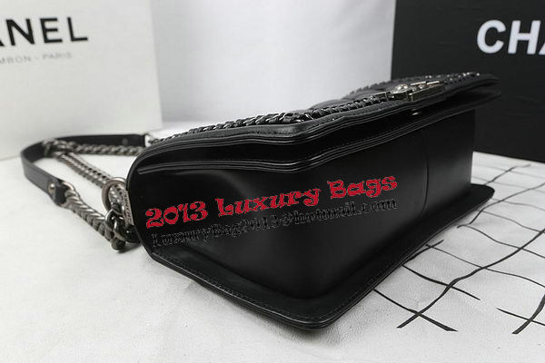 Boy Chanel Top Handle Flap Bag Calfskin A94804 Black