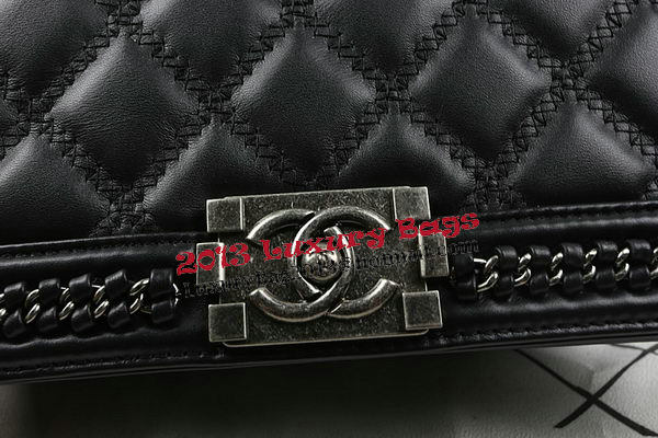 Boy Chanel Top Handle Flap Bag Calfskin A94804 Black