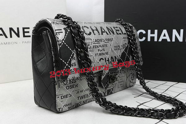 Chanel 2.55 Series LOGO Flap Bag Sheepskin Leather A1112 Black&Grey