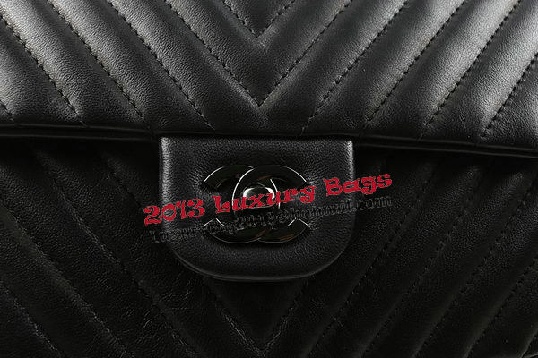 Chanel Large Shopping Bag Calfskin Chrvron Quilting A67880 Black