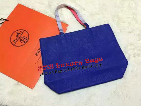 Hermes Shopper Double-Sided Bag Original Leather HS1209 Blue&Pink