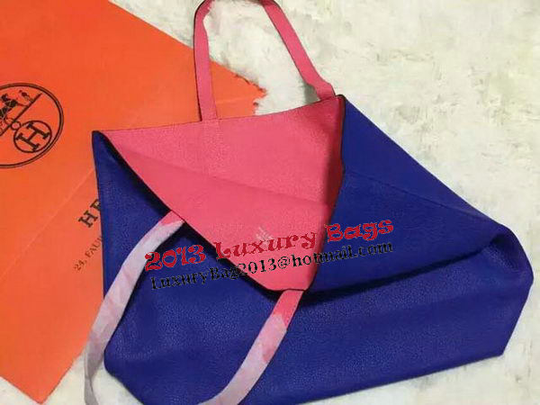 Hermes Shopper Double-Sided Bag Original Leather HS1209 Blue&Pink