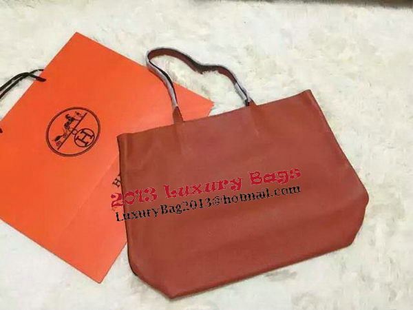 Hermes Shopper Double-Sided Bag Original Leather HS1209 Orange&Wheat