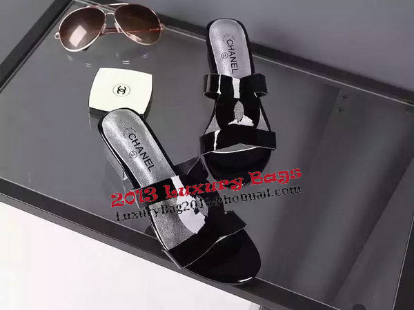 Chanel Sandal Patent Leather CH1346 Black