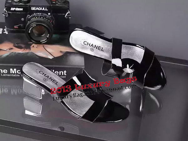 Chanel Sandal Patent Leather CH1346 Black