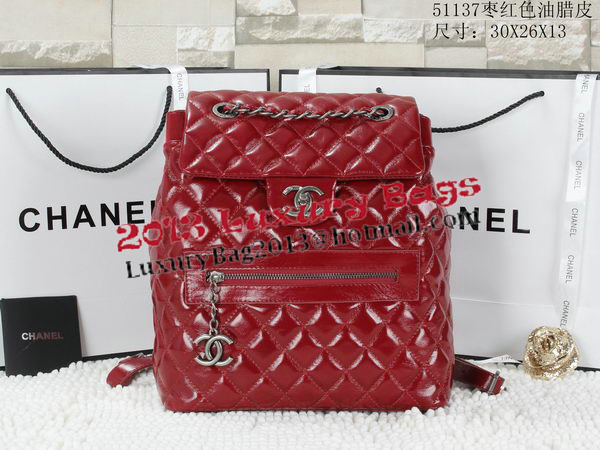 Chanel Iridescent Leather Backpack A92961 Cherry