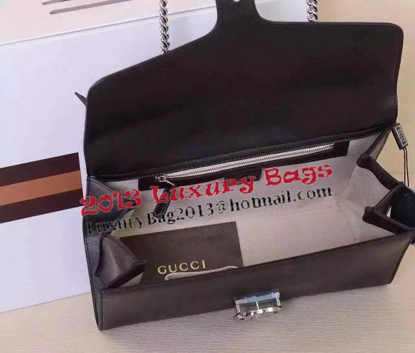 Gucci Interlocking Leather Shoulder Bag 387604 Black