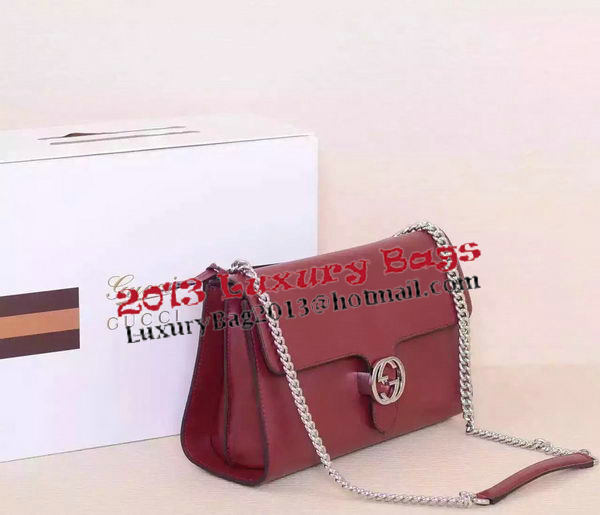 Gucci Interlocking Leather Shoulder Bag 387604 Burgundy