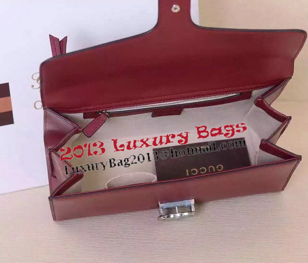 Gucci Interlocking Leather Shoulder Bag 387604 Burgundy