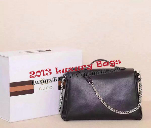 Gucci Interlocking Leather Shoulder Bag 387605 Black
